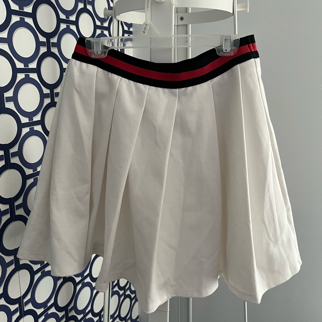 Target Art Class White Tennis Skirt With Red And Black Waistband